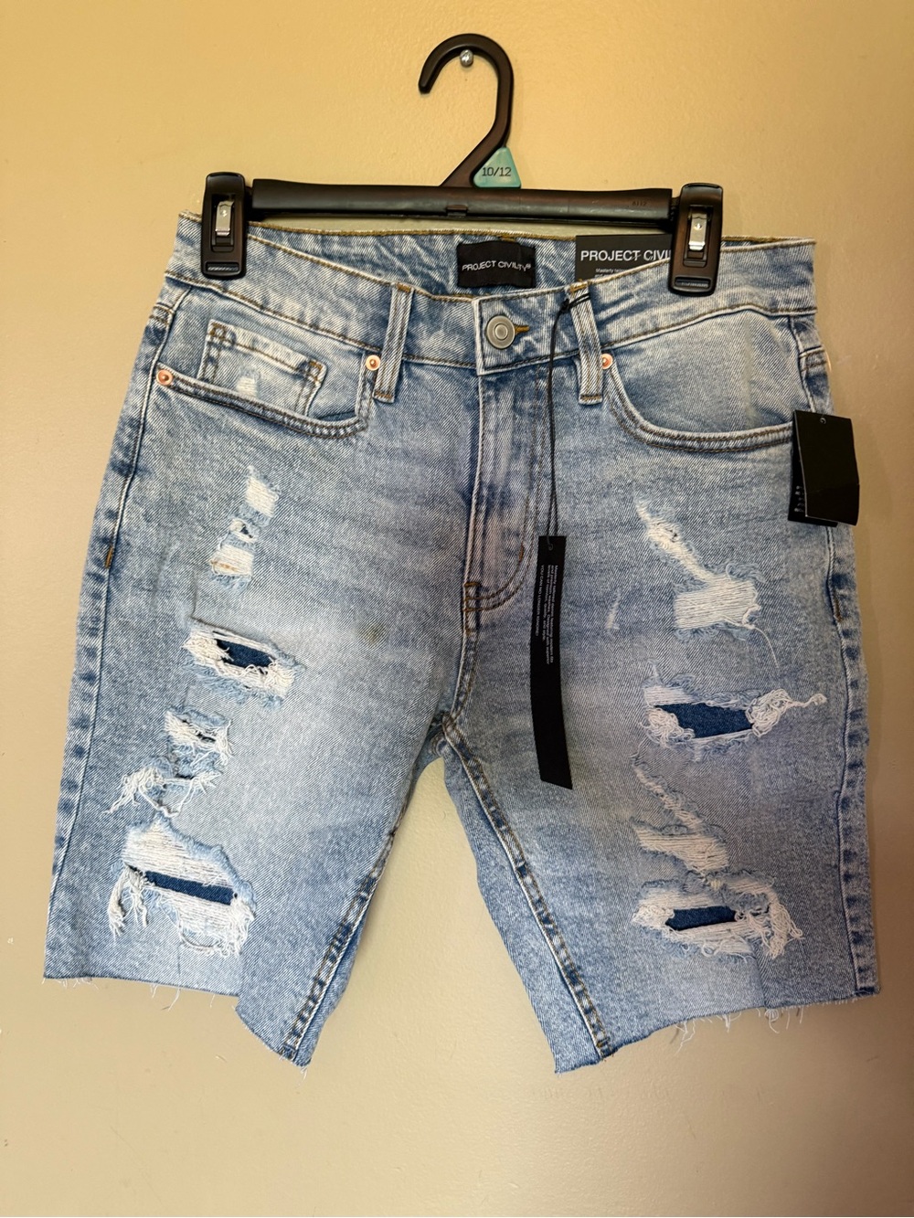 Project Civility Light Blue Distressed Men's Jean Shorts